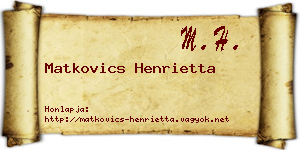 Matkovics Henrietta névjegykártya